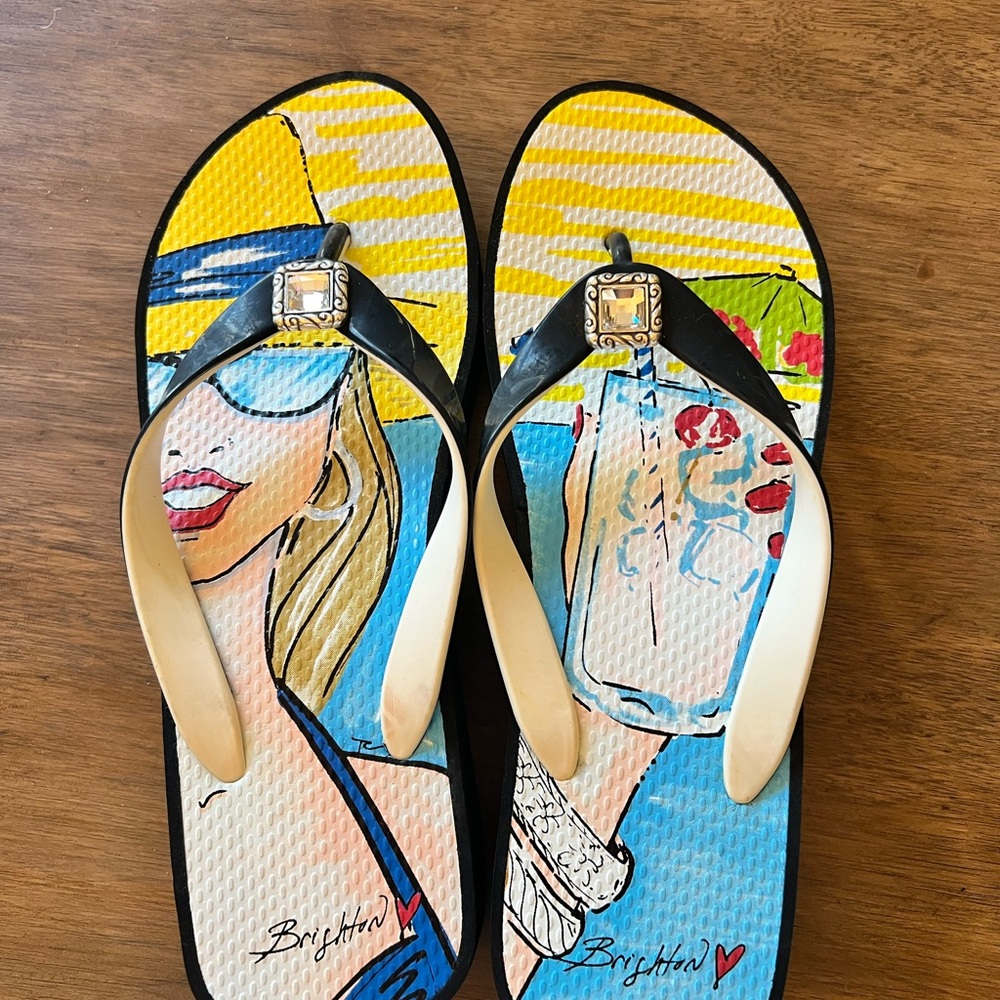 Brighton Women's Black and Multicolor Sandals